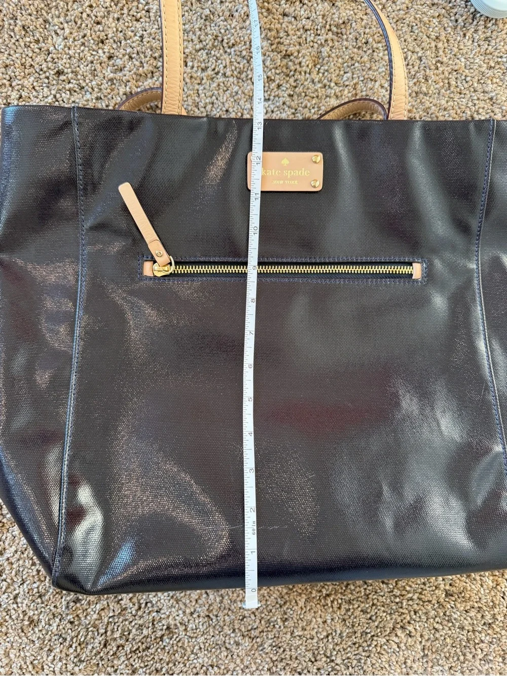 KATE SPADE NEW YORK KERRYN FULTON STREET PATENT LEATHER LARGE SHOPPERS TOTE
